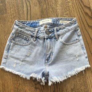 PacSun Faded Blue Frayed Hem Jean Shorts